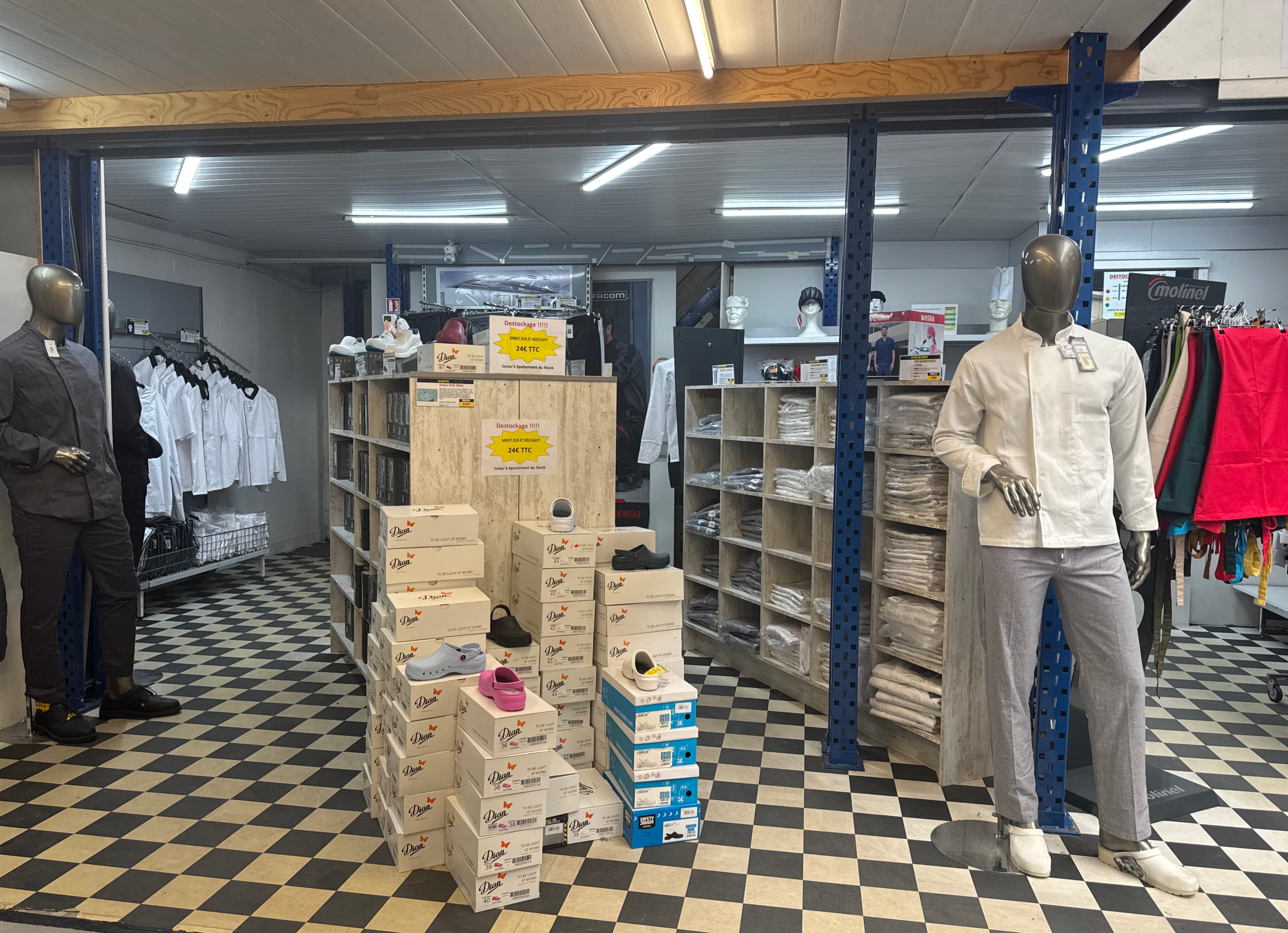 Rayon restauration — vestes de cuisine, sabots et tenues de restauration chez EQUIP'A